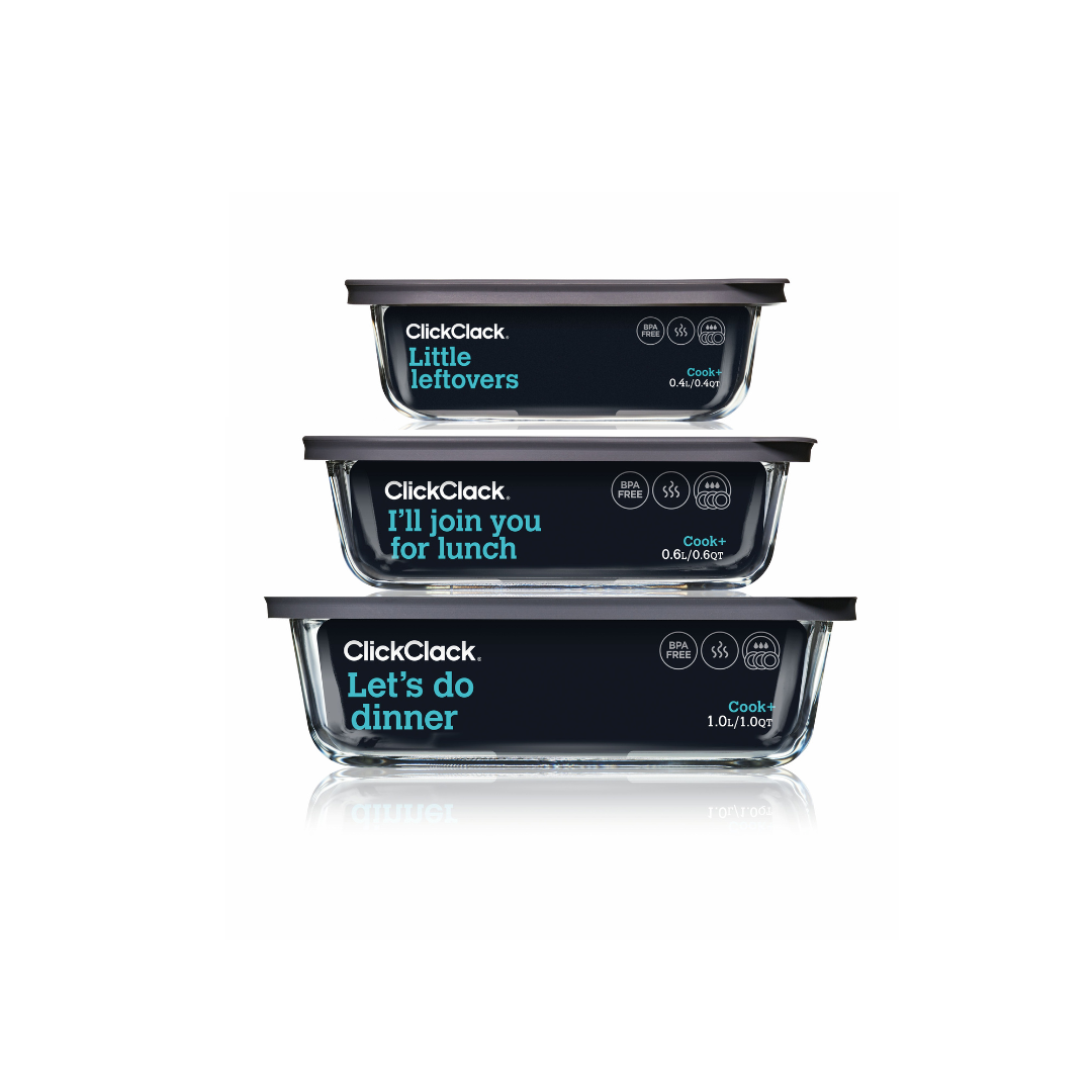 Cook+ Rectangle Set of 3 0.4L/0.6L/1.0L - ClickClack New Zealand